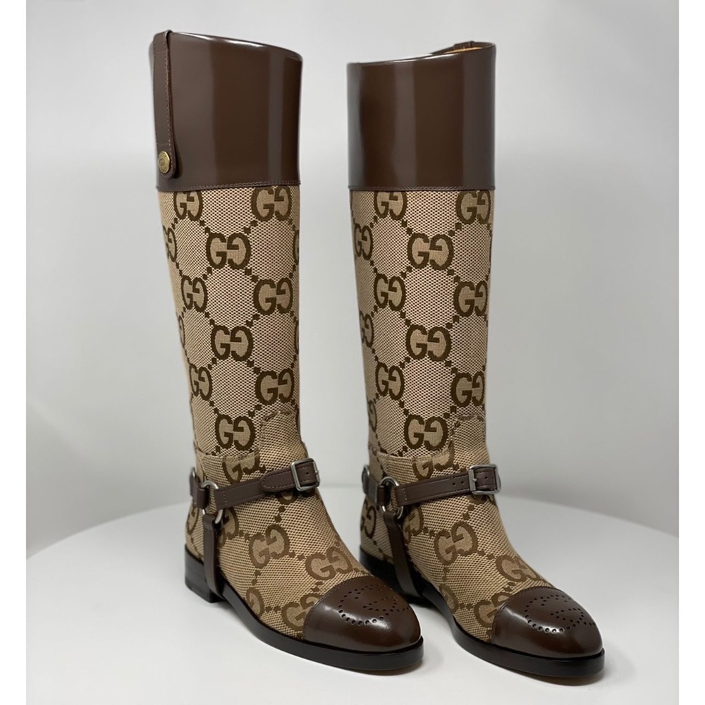 Gucci Knee-high Boots With Harness  Euro size 36.5/ US 6.5 Brown GG canv…